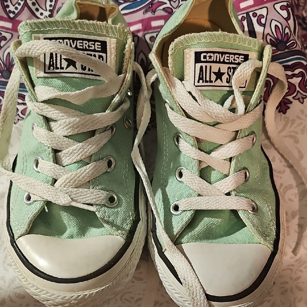 Converse Girl's All Star Mint Green Sneakers Size 2 Like New